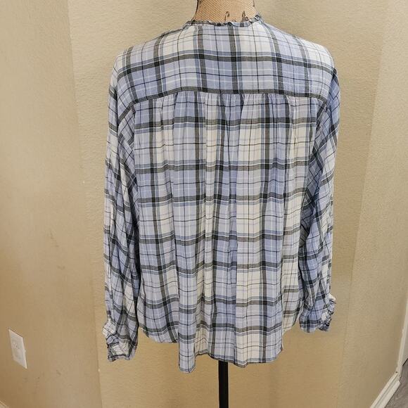 Loft plaid long‎ sleeve prairie button down shirt size large - Picture 2 of 6